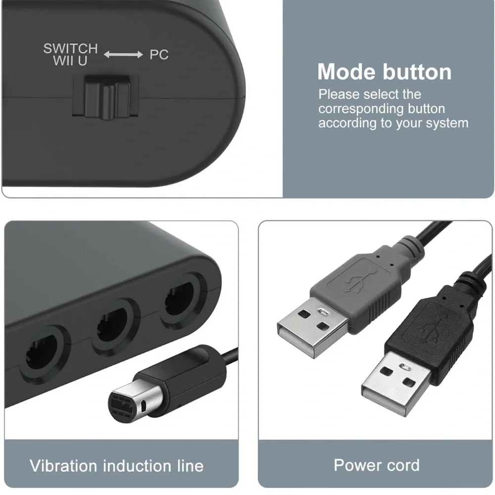Gamecube Controller Adapter for Switch 2 & Switch 1/OLED PC WII U
